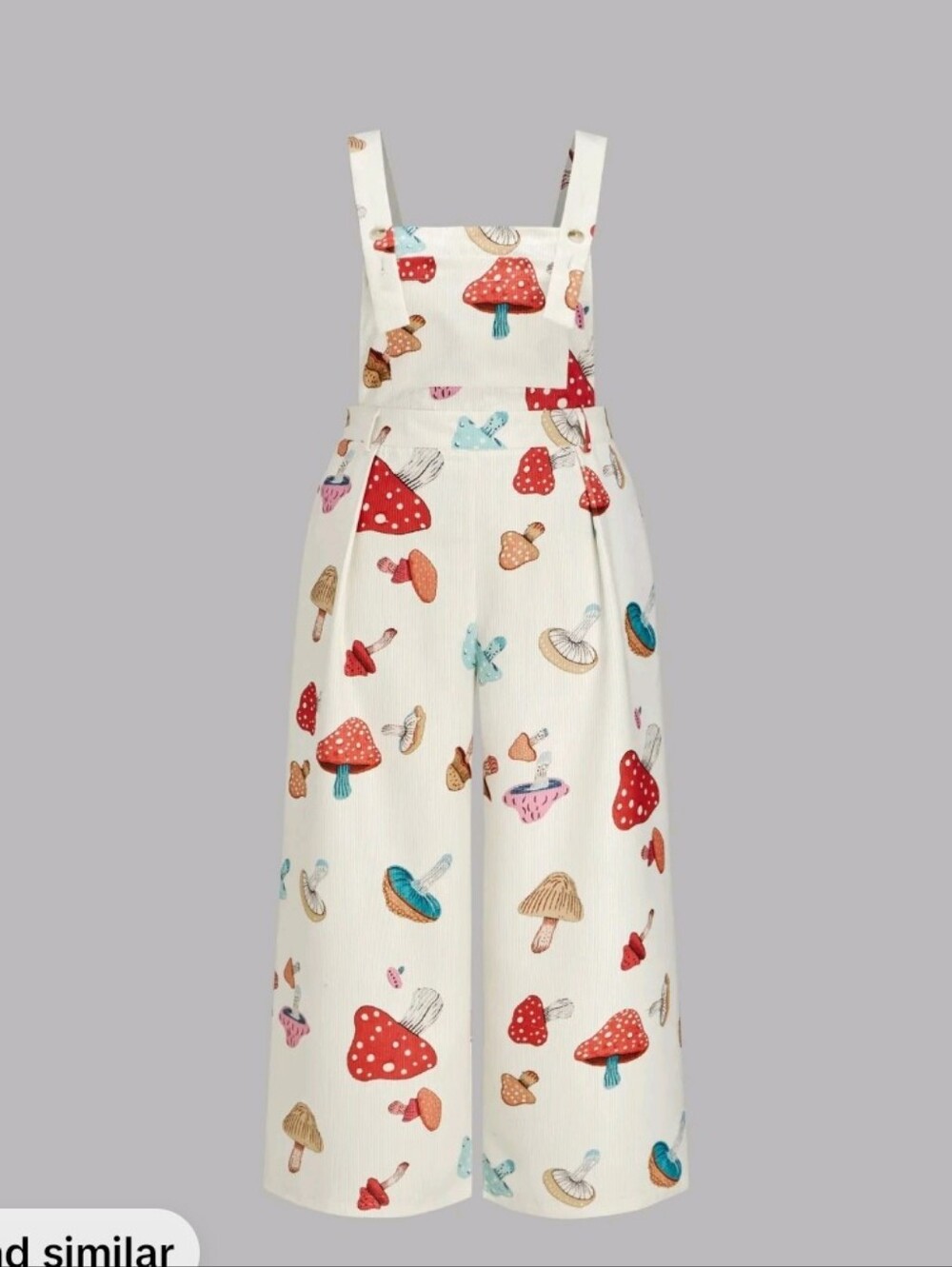 Cider White Overalls With Mushrooms